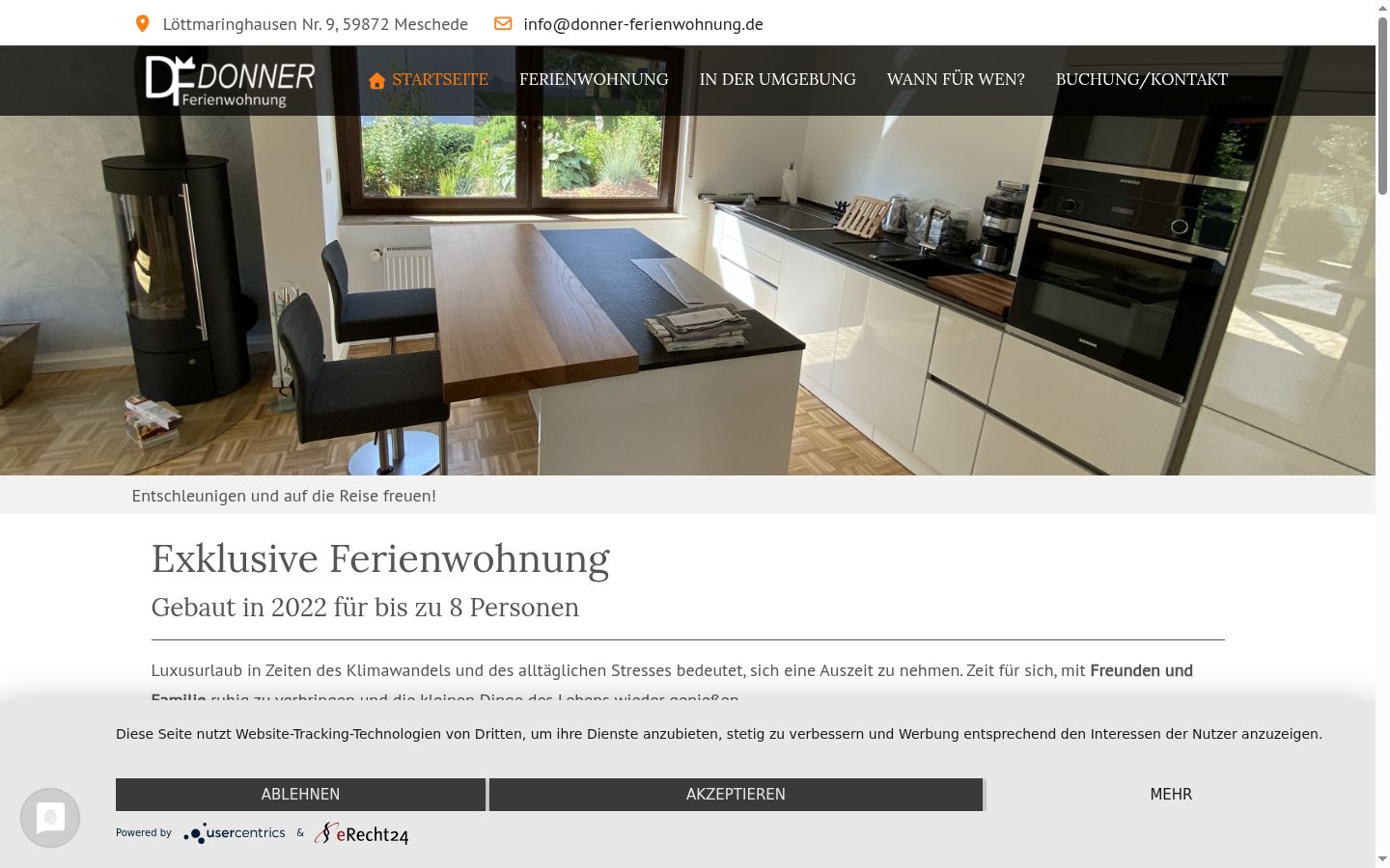 Screenshot des Einwilligungsbanners vor jeglicher Interaktion