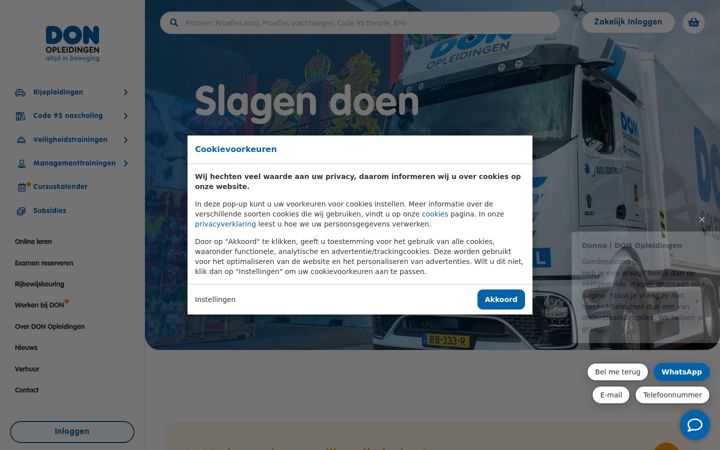 Screenshot of donopleidingen.nl