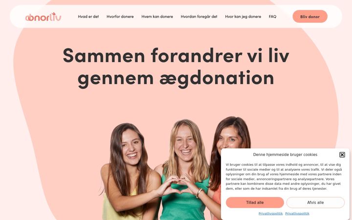 Snímek obrazovky donorliv.dk