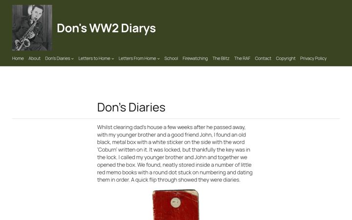 Snímek obrazovky donsww2diaries.co.uk