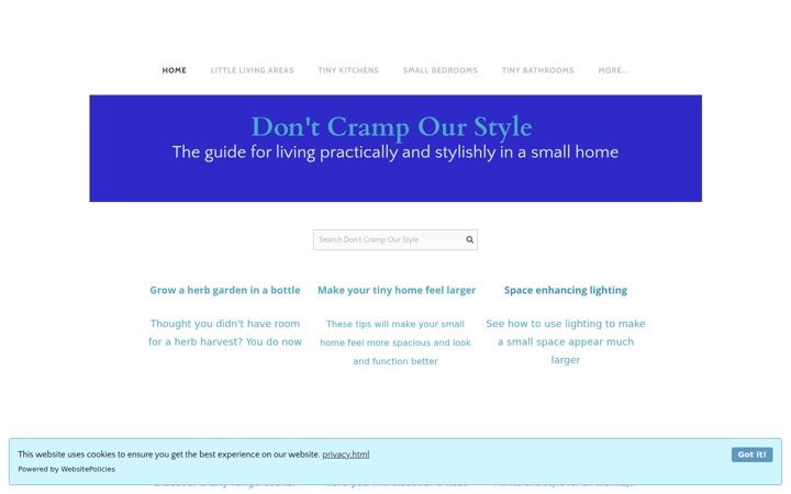 Screenshot of dontcrampourstyle.com
