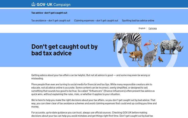 Snímek obrazovky dontgetcaughtout.campaign.gov.uk
