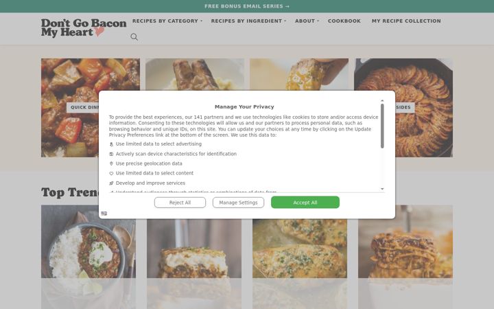 Screenshot of dontgobaconmyheart.co.uk