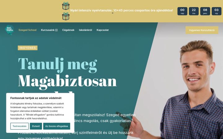 Screenshot of dontpanicnyelviskolaszeged.hu