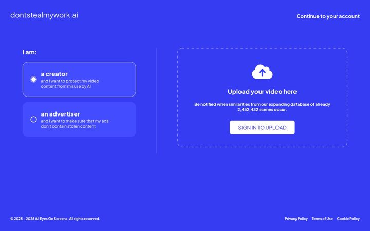 Screenshot of dontstealmywork.ai