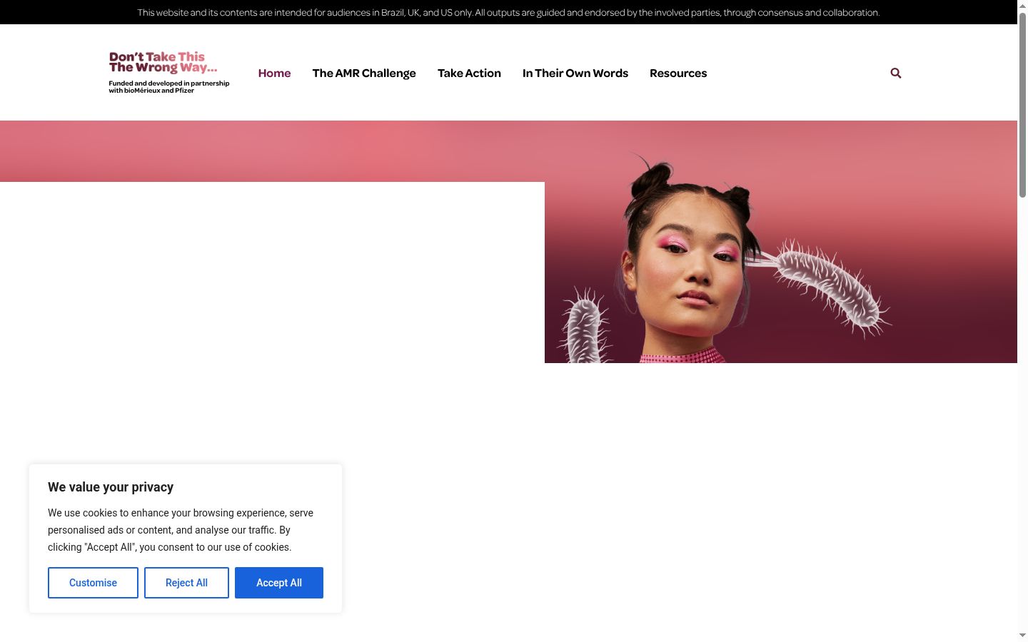 Sutikimo reklamjuostės, rodytos prieš bet kokią sąveiką, ekrano kopija