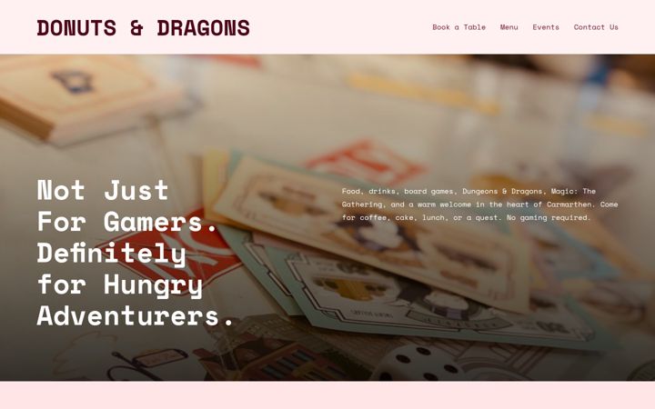 Snímek obrazovky donutsanddragons.co.uk
