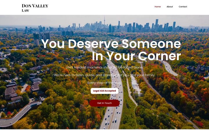 Screenshot of donvalleylaw.ca