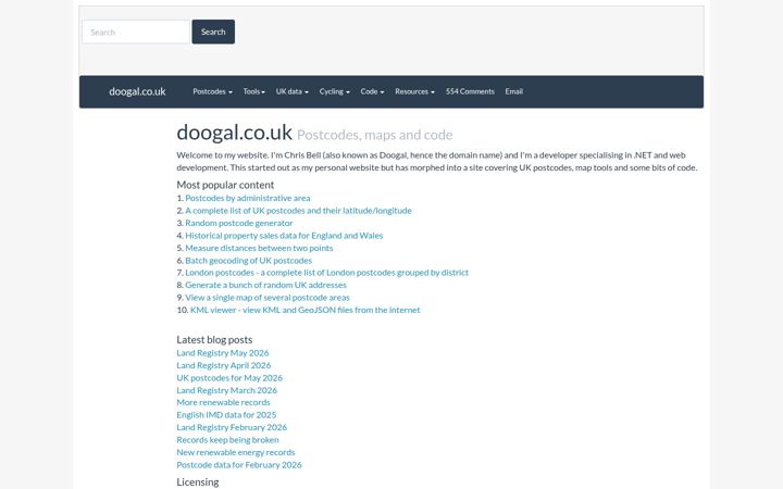 Screenshot of doogal.co.uk
