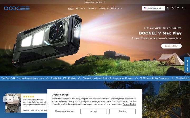 Snimka zaslona za doogee.com