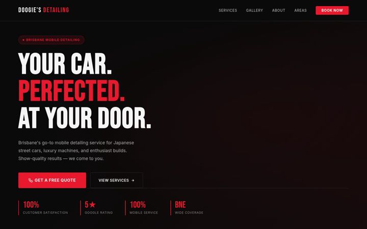Kuvakaappaus sivustosta doogiesdetailing.com.au