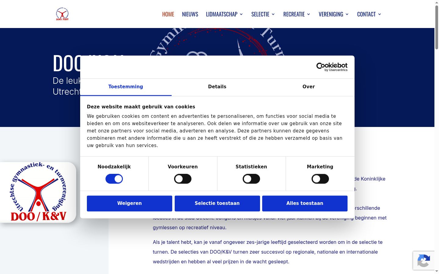Screenshot del banner di consenso mostrato prima di qualsiasi interazione