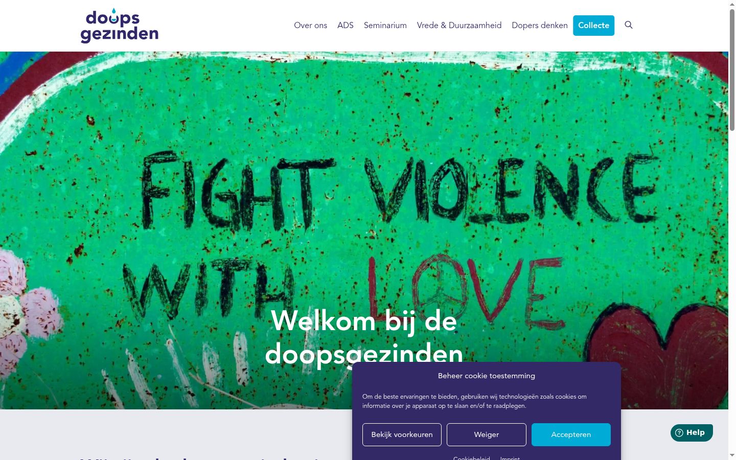 Screenshot van de toestemmingsbanner zoals getoond vóór enige interactie