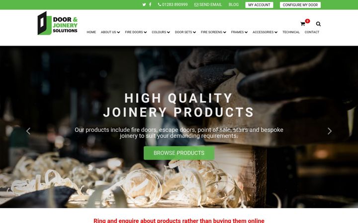 Snímek obrazovky doorandjoinery.co.uk
