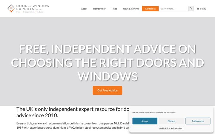 Snímek obrazovky doorandwindowexperts.co.uk