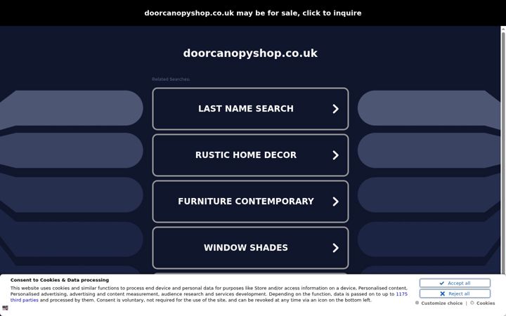 Snímek obrazovky doorcanopyshop.co.uk