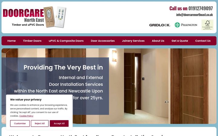 Snímek obrazovky doorcarenortheast.co.uk