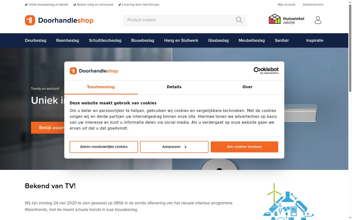 Captura de ecrã do banner de consentimento apresentado antes de qualquer interação