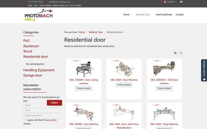 Screenshot of doormachining.ca