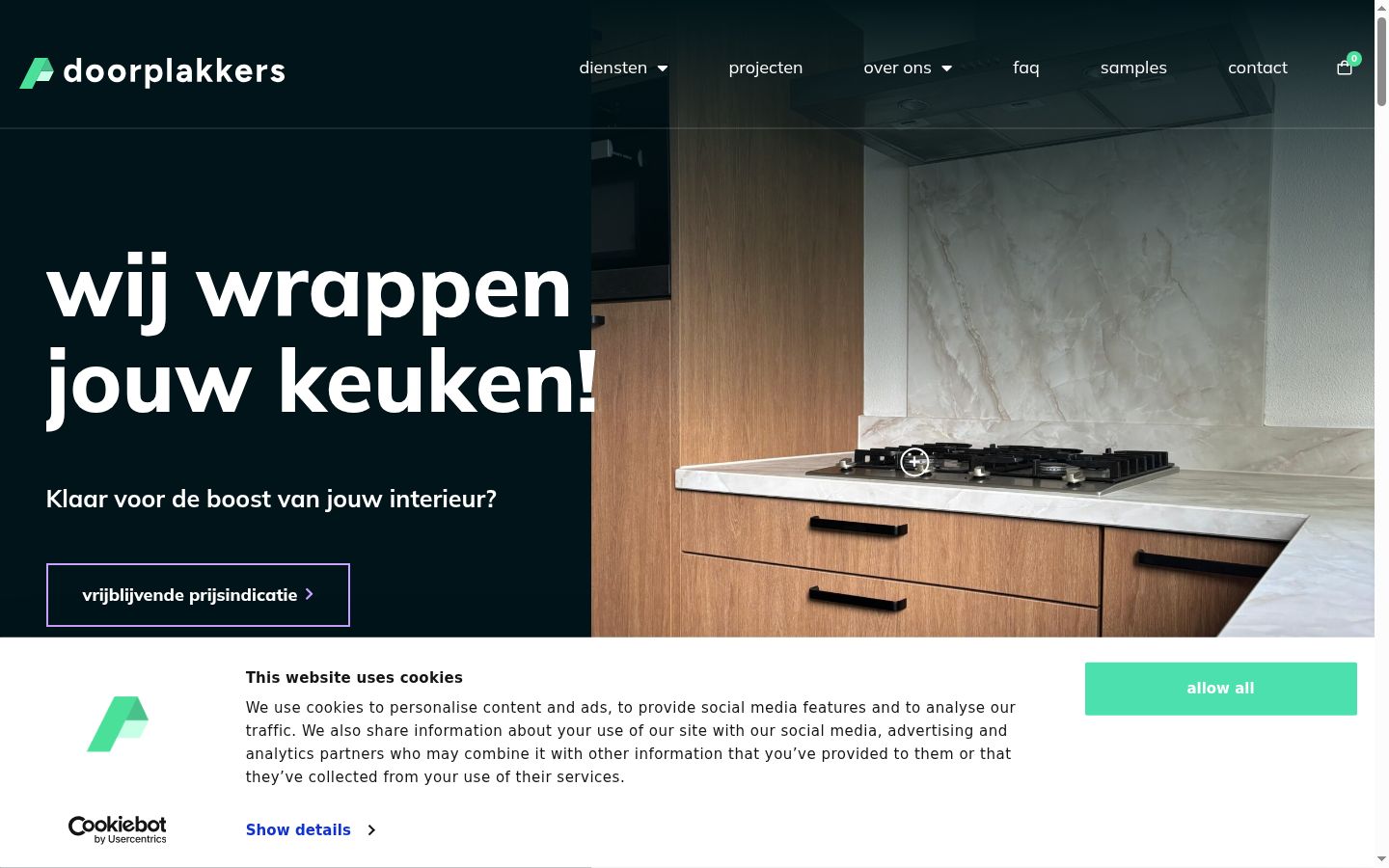 Screenshot van de toestemmingsbanner zoals getoond vóór enige interactie