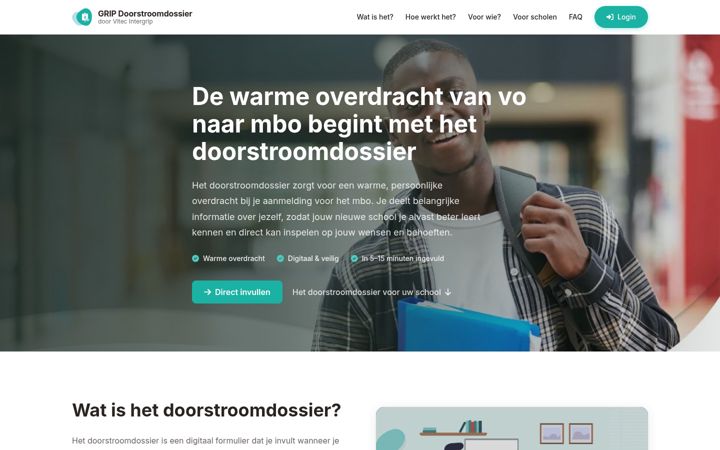 Screenshot of doorstroomdossier.nl