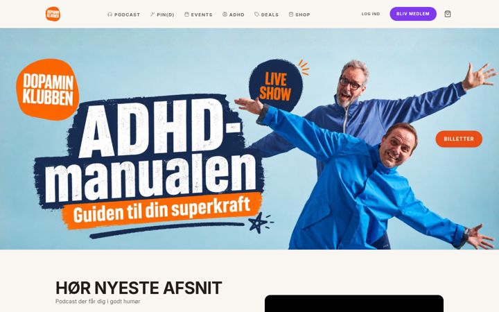 Snímek obrazovky dopaminklubben.dk