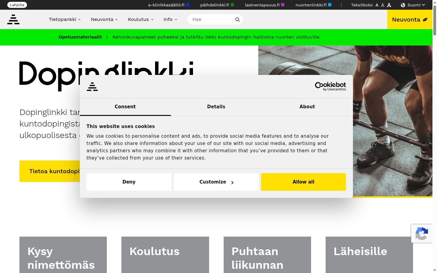 Screenshot tal-banner tal-kunsens muri qabel kwalunkwe interazzjoni