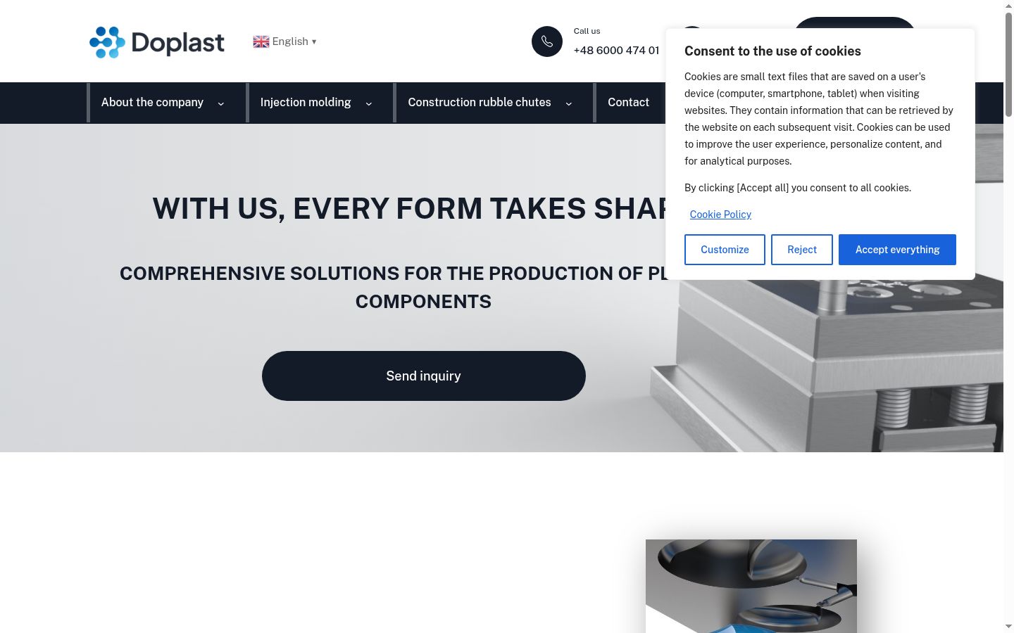 Screenshot del banner di consenso mostrato prima di qualsiasi interazione