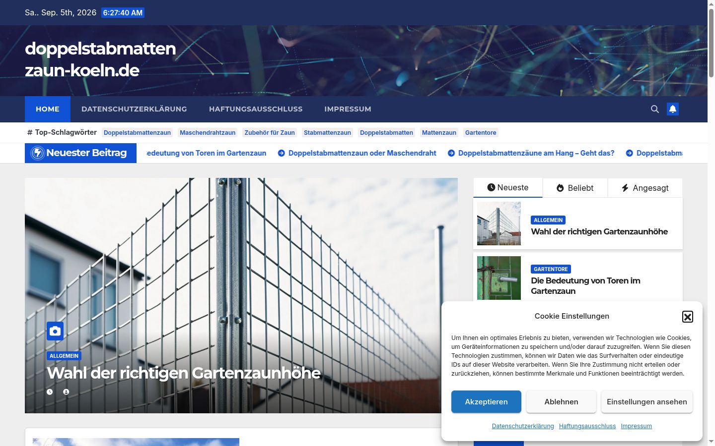 Screenshot del banner di consenso mostrato prima di qualsiasi interazione