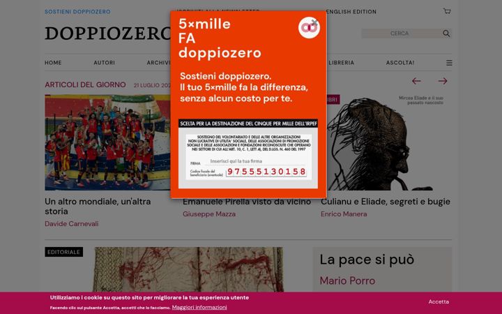Screenshot of doppiozero.com