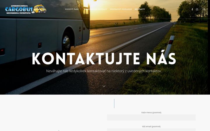 Screenshot stránky dopravacargobus.sk