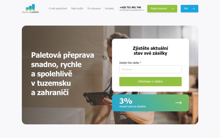 Snímek obrazovky dopravanapaletach.cz