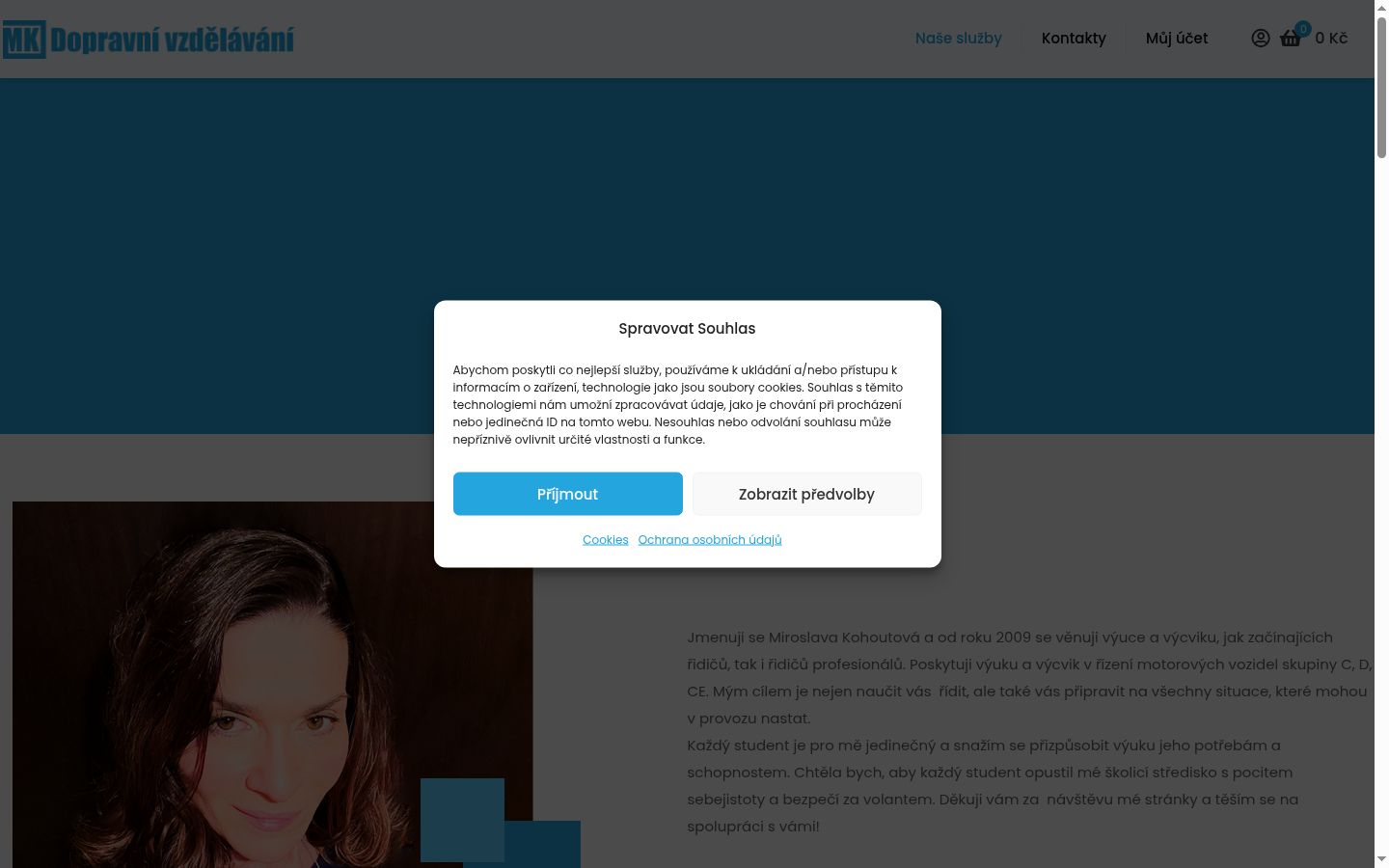 Screenshot del banner di consenso mostrato prima di qualsiasi interazione