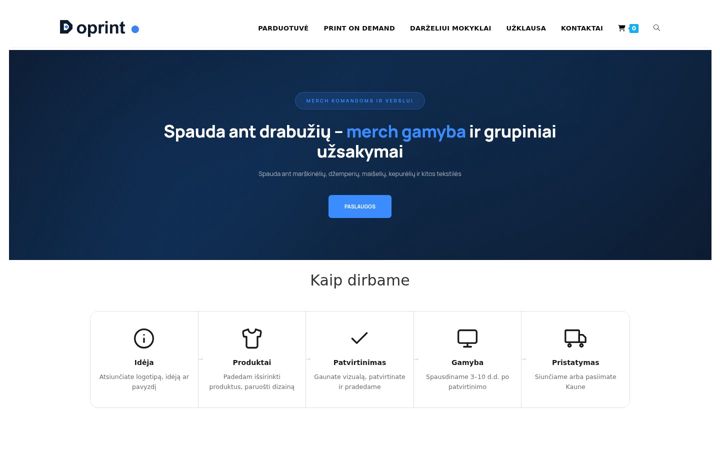 Kuvakaappaus sivustosta doprint.lt