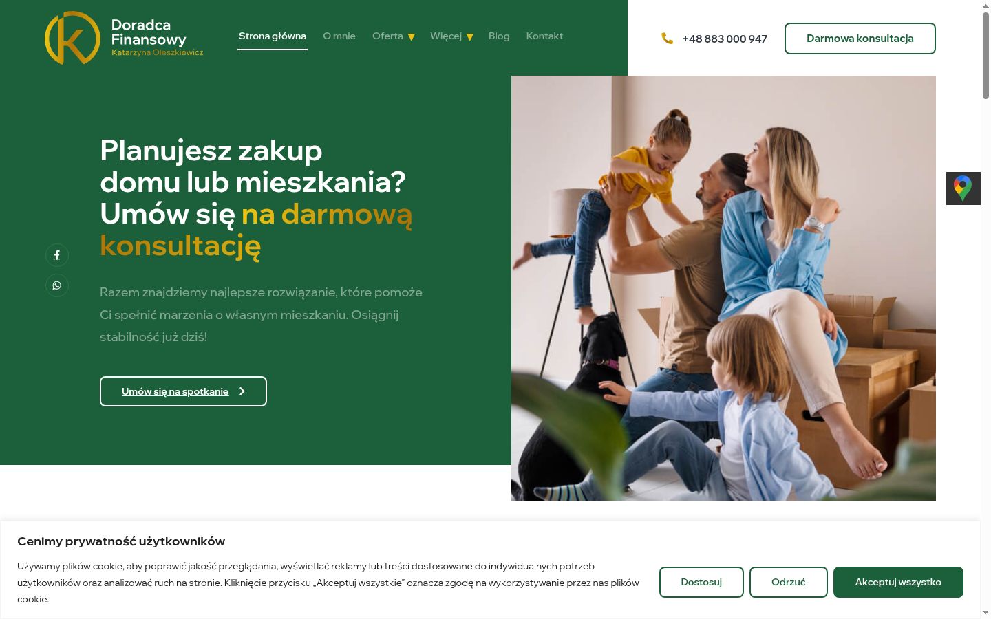 Skärmbild av samtyckesbannern som visades före någon interaktion
