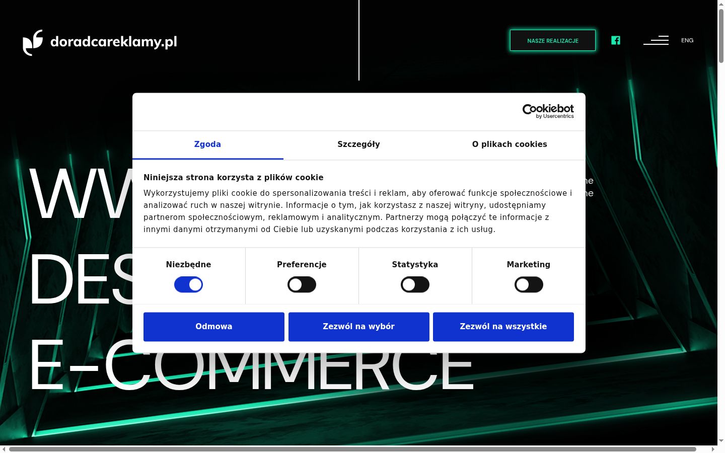 Screenshot del banner di consenso mostrato prima di qualsiasi interazione