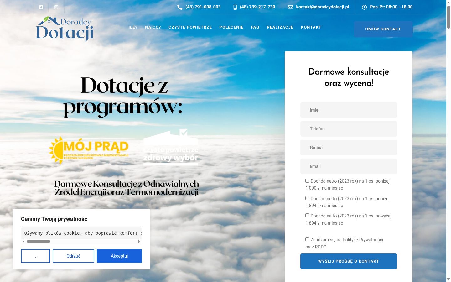 Snimka zaslona bannera za privolu prikazanog prije bilo kakve interakcije