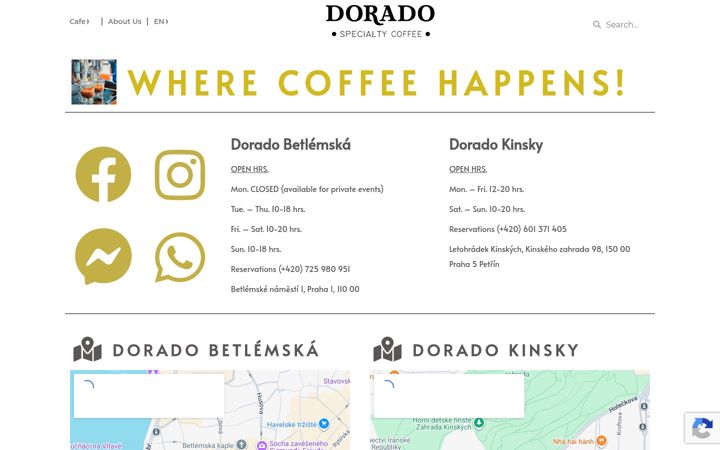 Snímek obrazovky doradocoffee.cz