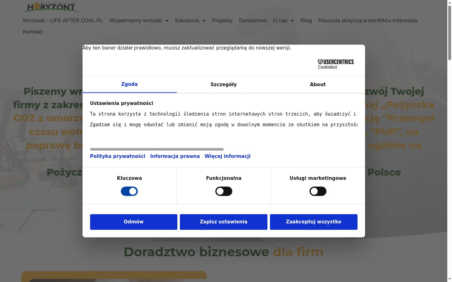 Screenshot tal-banner tal-kunsens muri qabel kwalunkwe interazzjoni