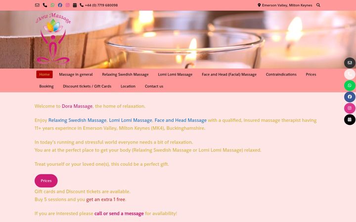 Screenshot of doramassage.co.uk