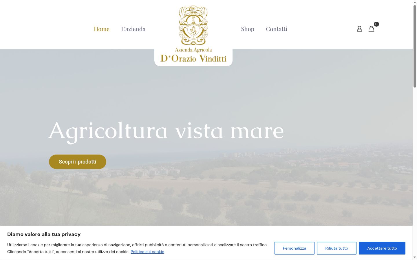 Screenshot del banner di consenso mostrato prima di qualsiasi interazione