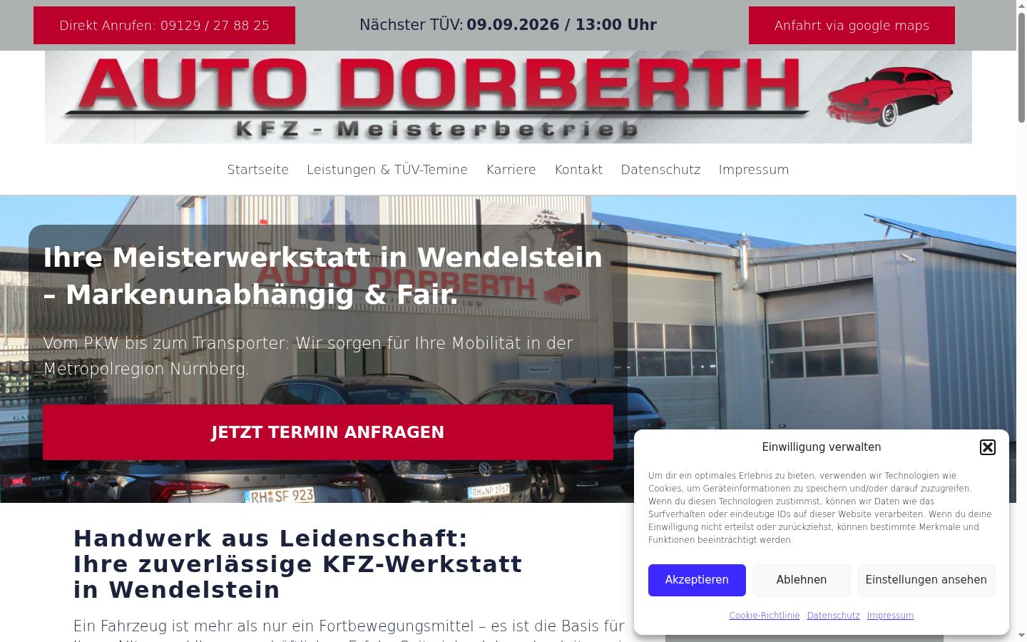 Screenshot des Einwilligungsbanners vor jeglicher Interaktion