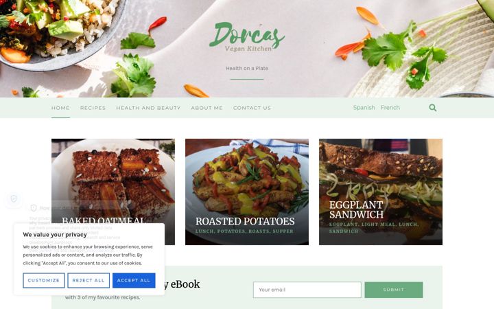 Screenshot of dorcasvegankitchen.com