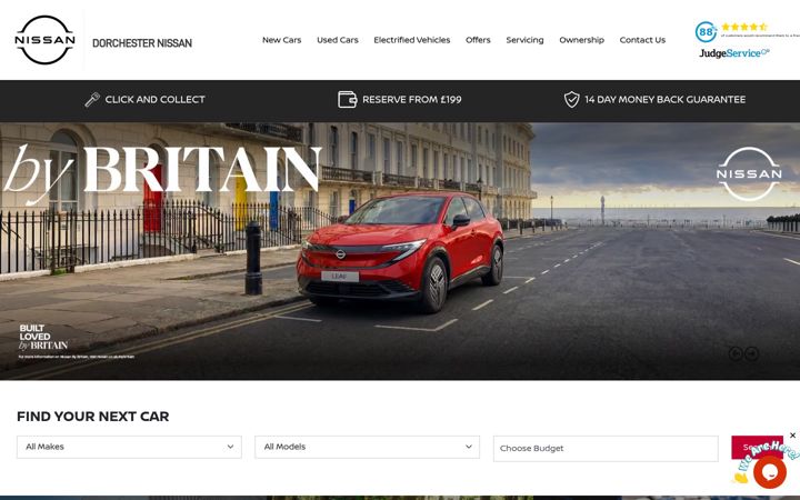 Snímek obrazovky dorchesternissan.co.uk