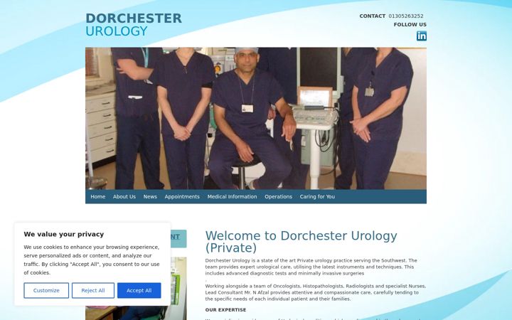 Screenshot of dorchesterurology.co.uk