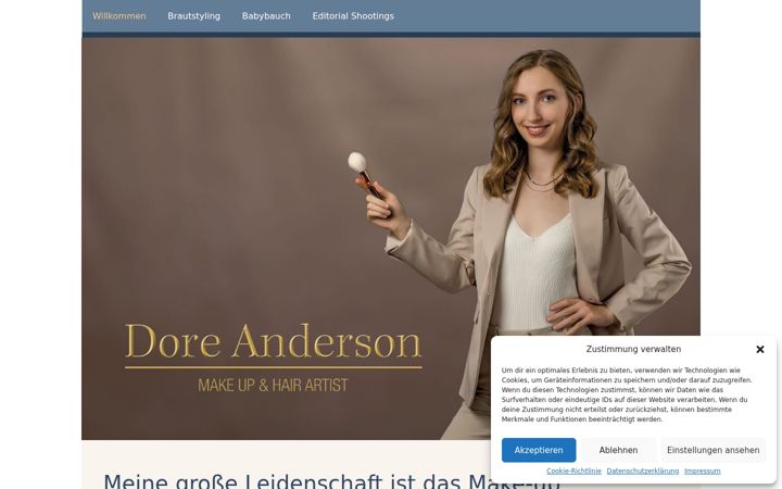 Kuvakaappaus sivustosta doreanderson.info