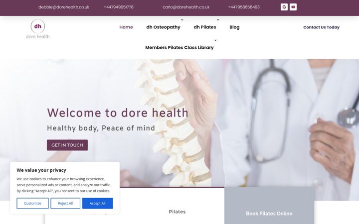 Screenshot of dorehealth.co.uk