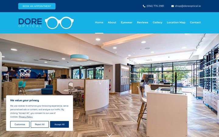 Screenshot of doreoptical.ie
