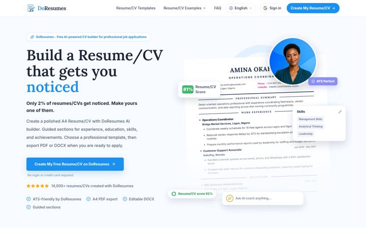 Screenshot of doresumes.careers