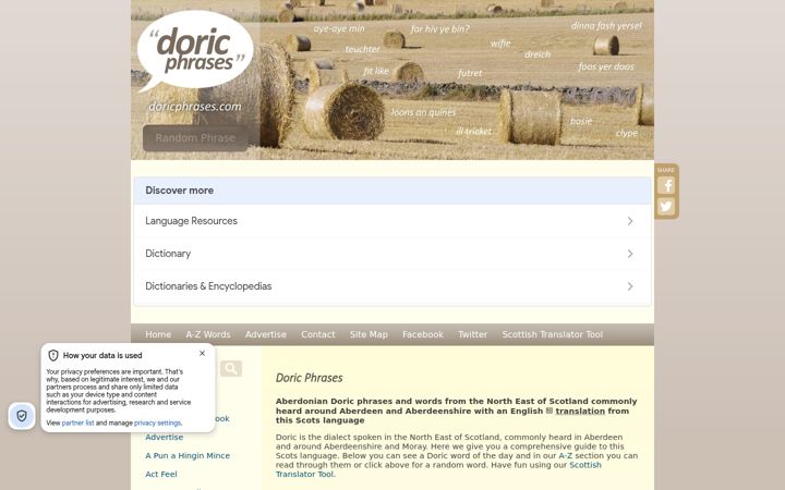 Screenshot of doricphrases.com